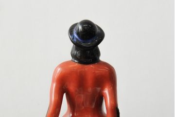 アンティーク雑貨　民族衣装　マジシャン　人物　陶器の置物3点セット(オブジェ、ペン立て、小物入れ、ディスプレイ雑貨)(R-043550)