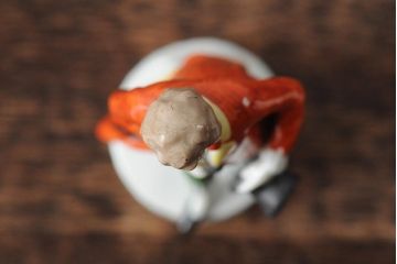 アンティーク雑貨　民族衣装　マジシャン　人物　陶器の置物3点セット(オブジェ、ペン立て、小物入れ、ディスプレイ雑貨)(R-043550)