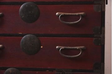 アンティーク家具　大正昭和初期　前面ケヤキ材　素敵な味わいのある松本箪笥(衣装箪笥、チェスト)(R-043551)