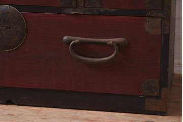 アンティーク家具　大正昭和初期　前面ケヤキ材　素敵な味わいのある松本箪笥(衣装箪笥、チェスト)(R-043551)
