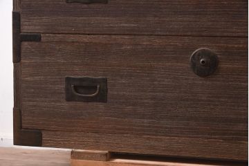 和製アンティーク　昭和初期　桐材　モダンな雰囲気の箪笥ローボード(引き出し、和タンス、ローチェスト、桐箪笥、桐たんす)(R-043552)