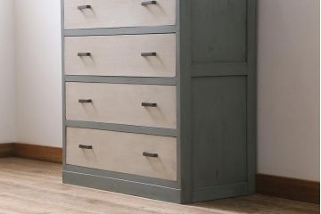 レトロ家具　フレンチカラーがかわいらしいペイントチェスト(引き出し、タンス)(R-043571)