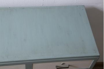 レトロ家具　フレンチカラーがかわいらしいペイントチェスト(引き出し、タンス)(R-043571)