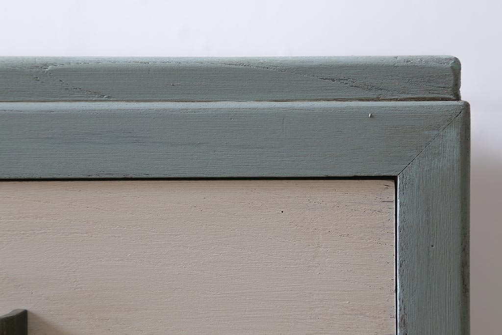 レトロ家具　フレンチカラーがかわいらしいペイントチェスト(引き出し、タンス)(R-043571)