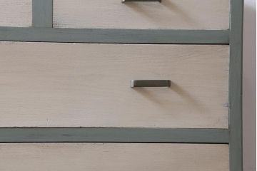 レトロ家具　フレンチカラーがかわいらしいペイントチェスト(引き出し、タンス)(R-043571)