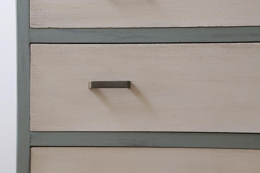 レトロ家具　フレンチカラーがかわいらしいペイントチェスト(引き出し、タンス)(R-043571)
