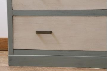 レトロ家具　フレンチカラーがかわいらしいペイントチェスト(引き出し、タンス)(R-043571)