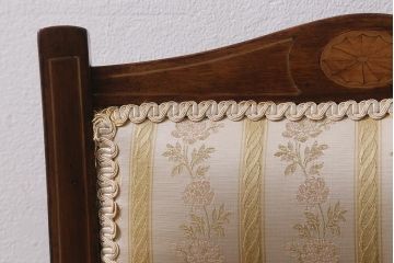 アンティーク家具　フランスアンティーク　1920年頃　ウォールナット材　象嵌が凝った印象を与えるチェア(椅子)(R-043576)