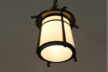 アンティーク照明　風情あふれる佇まいが魅力的な吊り灯籠(灯篭、天井照明、吊り下げ照明)(R-043582)