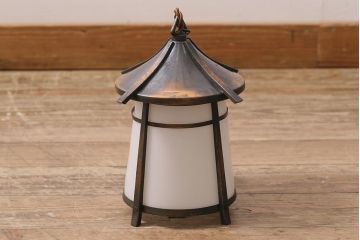 アンティーク照明　風情あふれる佇まいが魅力的な吊り灯籠(灯篭、天井照明、吊り下げ照明)(R-043582)