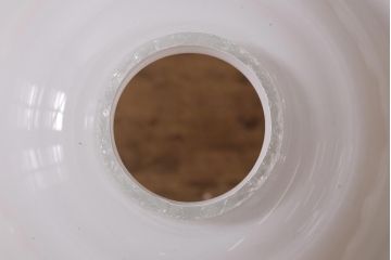 アンティーク照明　昭和初期　おたるガラス　緑縁　フリルシェードの天井照明(北一硝子?ランプシェード、電笠、花笠)(R-043588)