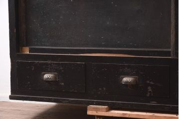 アンティーク家具　和製アンティーク　大正昭和初期　引き出し付　ガラス戸のサイドボード(キャビネット、戸棚、収納棚)(R-043597)