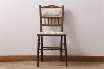 アンティーク家具　フランスアンティーク　ウォールナット材　象嵌入りの上品なチェア(椅子)(R-043605)