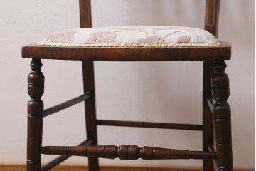 アンティーク家具　フランスアンティーク　ウォールナット材　象嵌入りの上品なチェア(椅子)(R-043605)