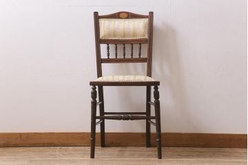 アンティーク家具　フランスアンティーク　ウォールナット材　象嵌入りの上品なチェア(椅子)(R-043606)