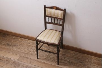 アンティーク家具　フランスアンティーク　ウォールナット材　象嵌入りの上品なチェア(椅子)(R-043606)