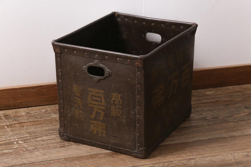 アンティーク雑貨　戦前　高級髪洗粉　百万弗　ボテ箱(収納箱)(R-043608)