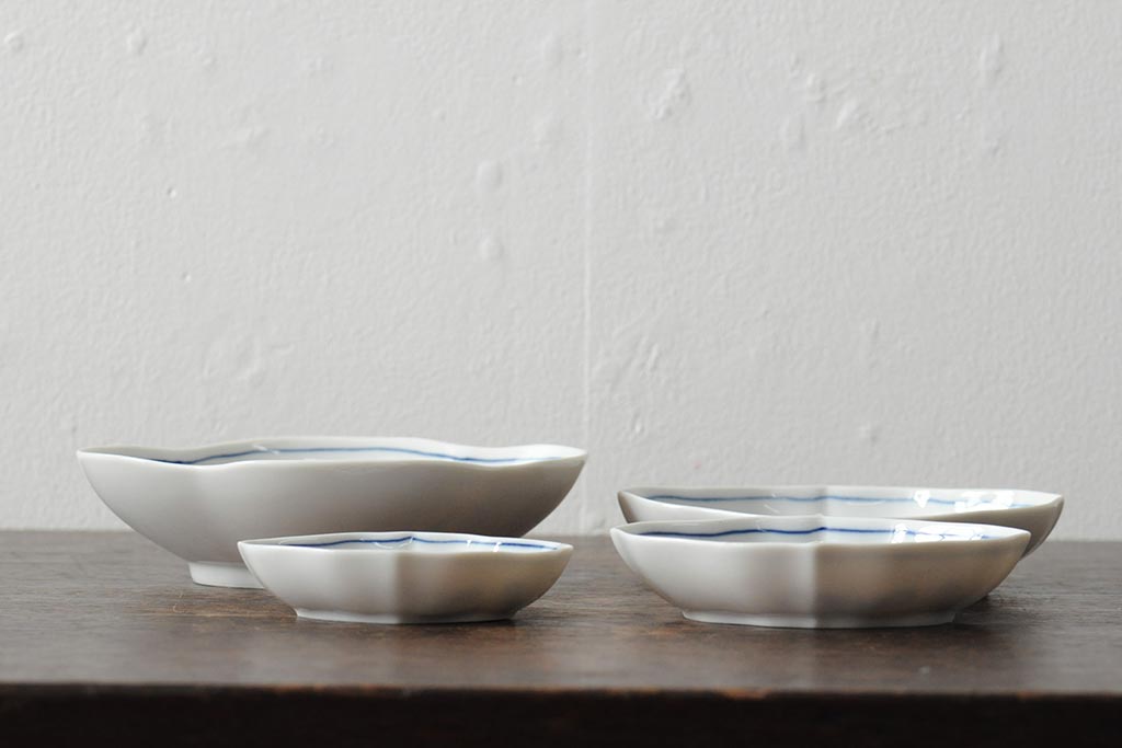 中古　MEISSEN(マイセン)　ブルーオニオン　ディッシュ4点セット(プレート、小皿、洋食器)(R-043610)