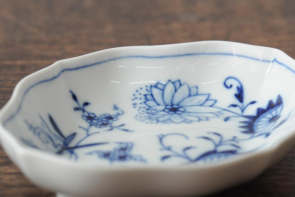 中古　MEISSEN(マイセン)　ブルーオニオン　ディッシュ4点セット(プレート、小皿、洋食器)(R-043610)