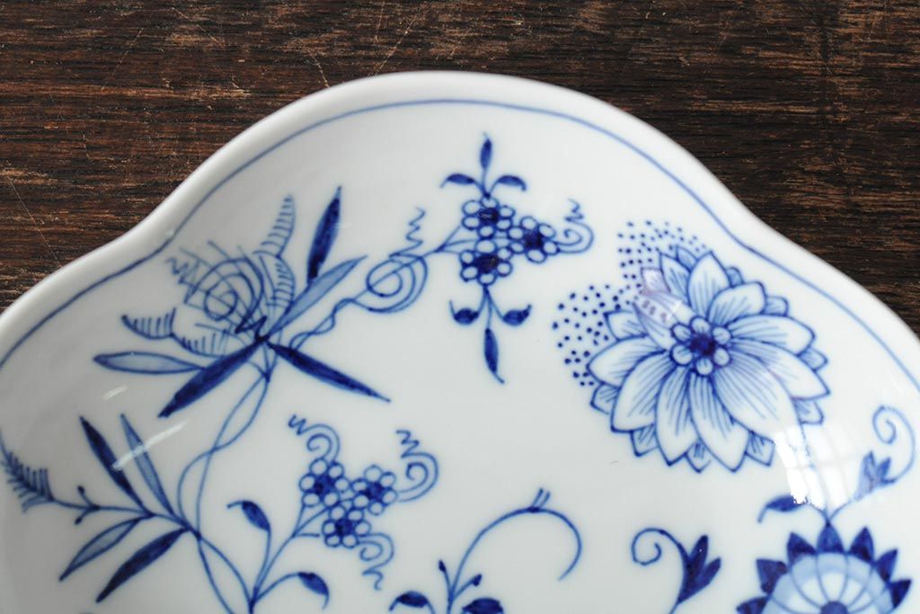 中古　MEISSEN(マイセン)　ブルーオニオン　ディッシュ4点セット(プレート、小皿、洋食器)(R-043610)