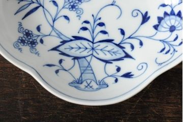 中古　MEISSEN(マイセン)　ブルーオニオン　ディッシュ4点セット(プレート、小皿、洋食器)(R-043610)