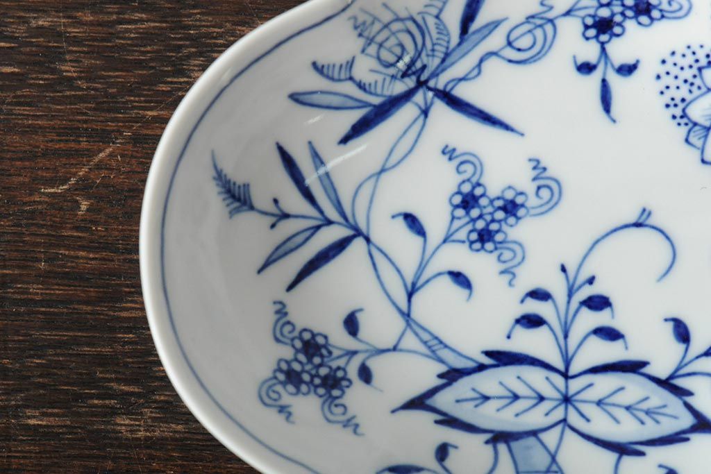 中古　MEISSEN(マイセン)　ブルーオニオン　ディッシュ4点セット(プレート、小皿、洋食器)(R-043610)