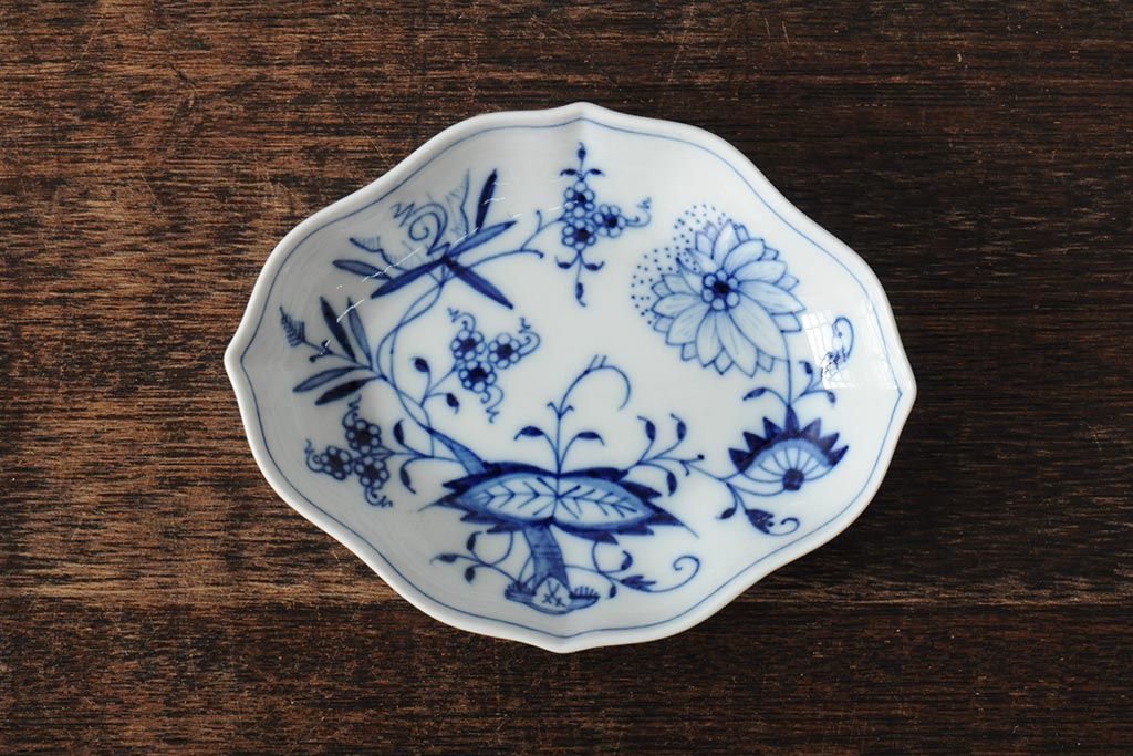 中古　MEISSEN(マイセン)　ブルーオニオン　ディッシュ4点セット(プレート、小皿、洋食器)(R-043610)