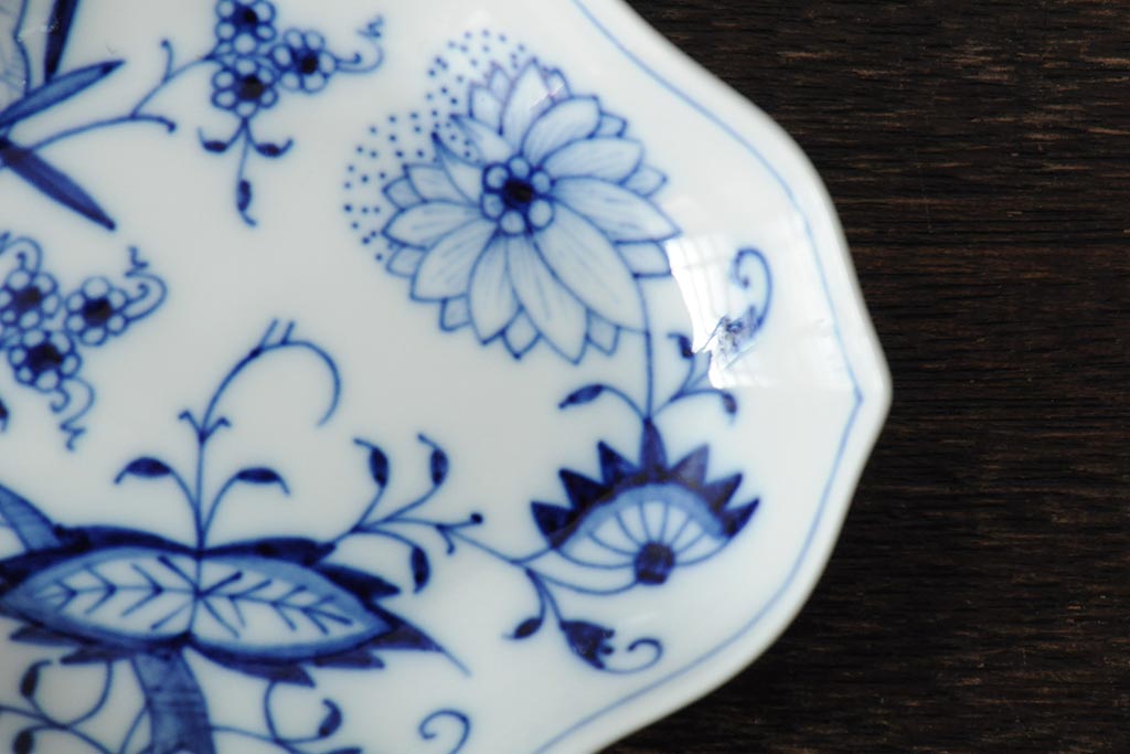 中古　MEISSEN(マイセン)　ブルーオニオン　ディッシュ4点セット(プレート、小皿、洋食器)(R-043610)