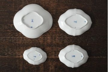 中古　MEISSEN(マイセン)　ブルーオニオン　ディッシュ4点セット(プレート、小皿、洋食器)(R-043610)