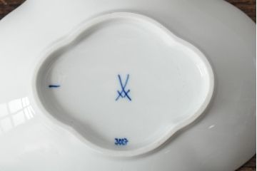 中古　MEISSEN(マイセン)　ブルーオニオン　ディッシュ4点セット(プレート、小皿、洋食器)(R-043610)