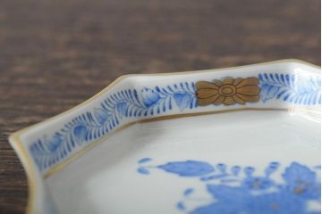 ハンガリー　HEREND(ヘレンド)　ハンドペイント　アポニー・ブルー　カップとプレート3点セット(小皿、ディッシュ、洋食器)(R-043611)