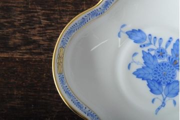 ハンガリー　HEREND(ヘレンド)　ハンドペイント　アポニー・ブルー　カップとプレート3点セット(小皿、ディッシュ、洋食器)(R-043611)