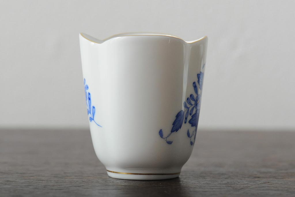 ハンガリー　HEREND(ヘレンド)　ハンドペイント　アポニー・ブルー　カップとプレート3点セット(小皿、ディッシュ、洋食器)(R-043611)