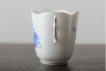 ハンガリー　HEREND(ヘレンド)　ハンドペイント　アポニー・ブルー　カップとプレート3点セット(小皿、ディッシュ、洋食器)(R-043611)