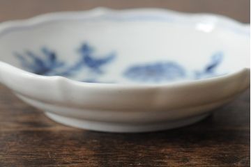 アンティーク雑貨　MEISSEN(マイセン)　ブルーオニオン　Dresden　プレートと小物入れ3点セット(洋食器、小皿、シュガーポット、蓋付)(R-043612)