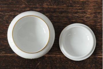 アンティーク雑貨　MEISSEN(マイセン)　ブルーオニオン　Dresden　プレートと小物入れ3点セット(洋食器、小皿、シュガーポット、蓋付)(R-043612)