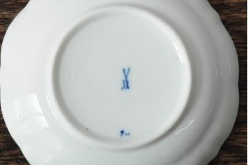 アンティーク雑貨　MEISSEN(マイセン)　ブルーオニオン　Dresden　プレートと小物入れ3点セット(洋食器、小皿、シュガーポット、蓋付)(R-043612)