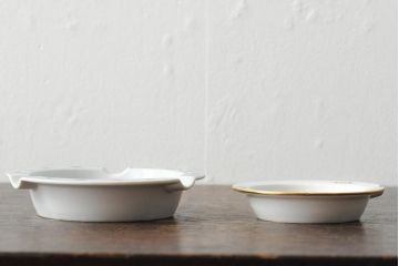 MEISSEN(マイセン)　ブルーオニオンとベーシックフラワーのアッシュトレイ2枚セット(灰皿、西洋陶磁器)(R043615)