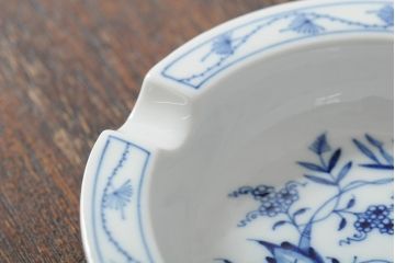 MEISSEN(マイセン)　ブルーオニオンとベーシックフラワーのアッシュトレイ2枚セット(灰皿、西洋陶磁器)(R043615)