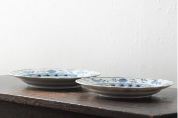 MEISSEN(マイセン)　ブルーオニオン　プレート2枚セット(デザートプレート、丸皿、中皿、洋食器、西洋陶磁器)(R-043616)