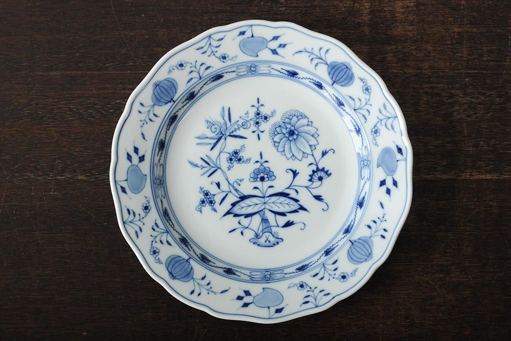 MEISSEN(マイセン)　ブルーオニオン　プレート2枚セット(デザートプレート、丸皿、中皿、洋食器、西洋陶磁器)(R-043616)