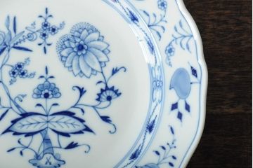 MEISSEN(マイセン)　ブルーオニオン　プレート2枚セット(デザートプレート、丸皿、中皿、洋食器、西洋陶磁器)(R-043616)