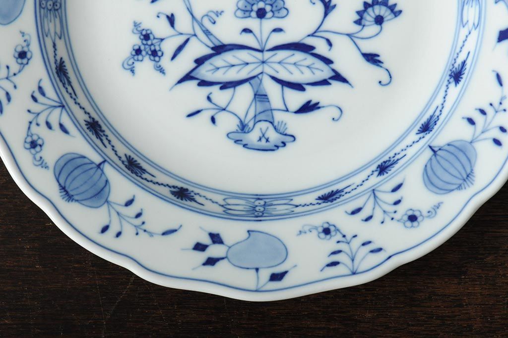 MEISSEN(マイセン)　ブルーオニオン　プレート2枚セット(デザートプレート、丸皿、中皿、洋食器、西洋陶磁器)(R-043616)