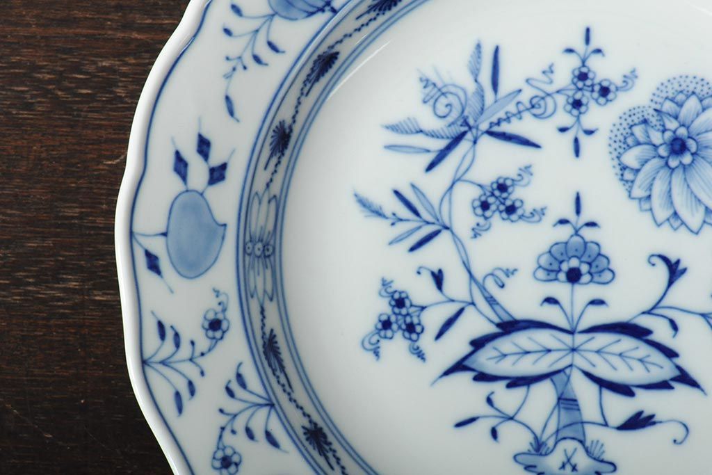 MEISSEN(マイセン)　ブルーオニオン　プレート2枚セット(デザートプレート、丸皿、中皿、洋食器、西洋陶磁器)(R-043616)