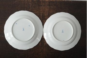 MEISSEN(マイセン)　ブルーオニオン　プレート2枚セット(デザートプレート、丸皿、中皿、洋食器、西洋陶磁器)(R-043616)