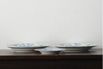 ドイツ　MEISSEN(マイセン)　ブルーオニオン　25.5cm・16cm　プレート3枚セット(皿、洋食器)(R-043618)