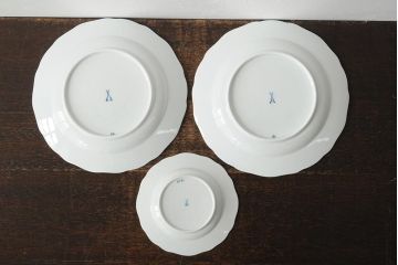 ドイツ　MEISSEN(マイセン)　ブルーオニオン　25.5cm・16cm　プレート3枚セット(皿、洋食器)(R-043618)