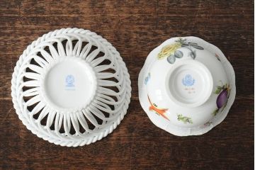 ハンガリー　HEREND(ヘレンド)　ウィーンの薔薇(VRH)・バスケット　フルーツ&フラワー(FRN)・スモールボウル(小物入れ、カップ、小鉢、洋食器)(R-043619)