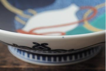 船津彩雲作　色鍋島三瓢箪青海波文皿6枚セット(伊万里大皿、小皿、和食器、箱なし)(R-043620)