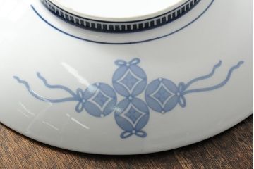 船津彩雲作　色鍋島三瓢箪青海波文皿6枚セット(伊万里大皿、小皿、和食器、箱なし)(R-043620)